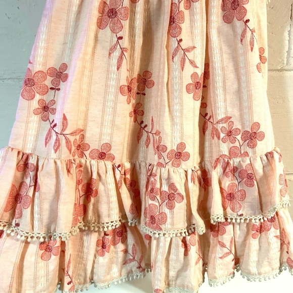 NWT Ele Story Dusty Peach Floral Flutter Sleeve Tiered Dress - Picture 3 of 7